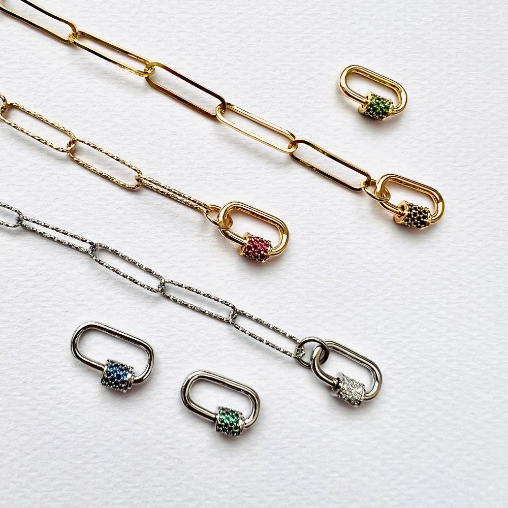 1x Custom Minimalist choker carabiner paperclip chain necklace 16”